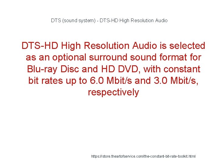 DTS (sound system) - DTS-HD High Resolution Audio 1 DTS-HD High Resolution Audio is