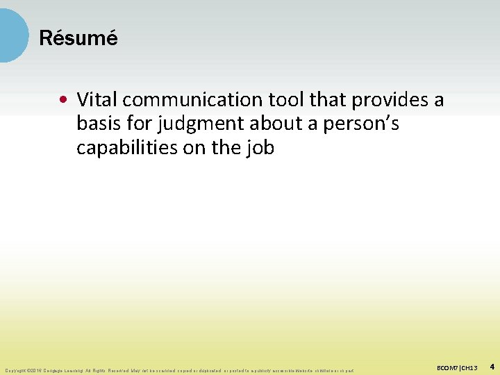 Résumé • Vital communication tool that provides a basis for judgment about a person’s