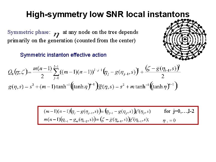 High-symmetry low SNR local instantons Symmetric phase: at any node on the tree depends