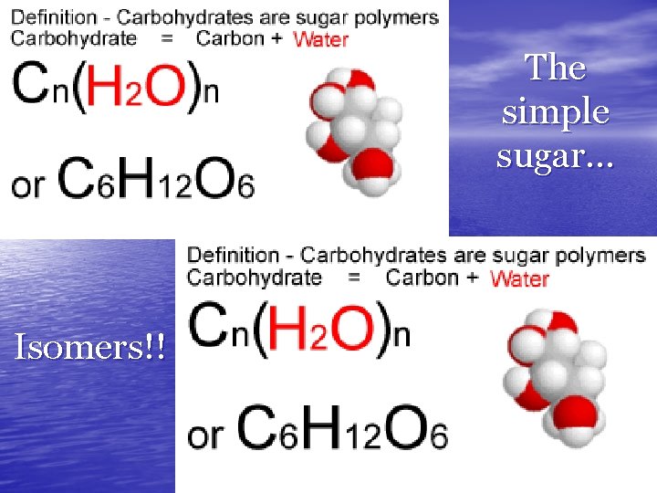 The simple sugar… Isomers!! 