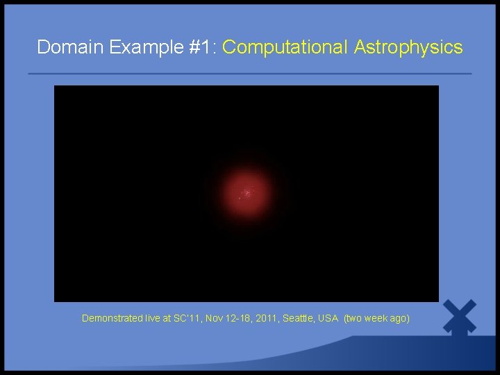 Domain Example #1: Computational Astrophysics Demonstrated live at SC’ 11, Nov 12 -18, 2011,