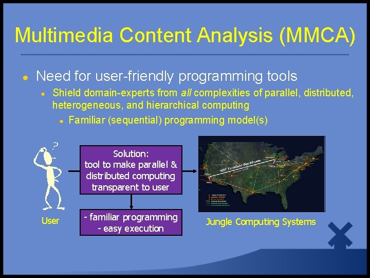 Multimedia Content Analysis (MMCA) ● Need for user-friendly programming tools ● Shield domain-experts from