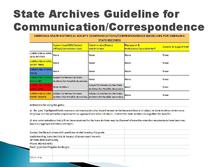 State Archives Guideline for Communication/Correspondence 