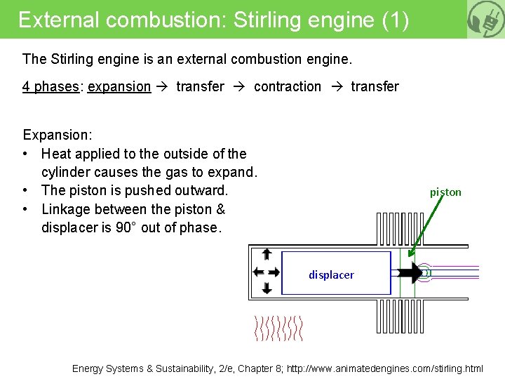 External combustion: Stirling engine (1) The Stirling engine is an external combustion engine. 4