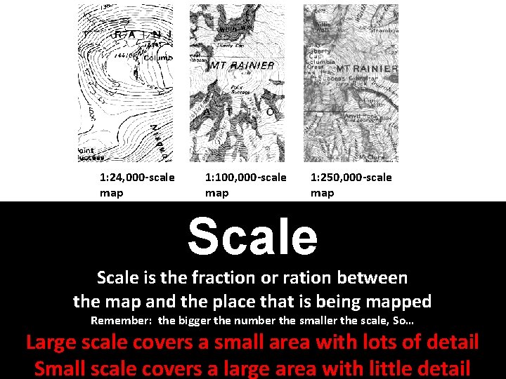 1: 24, 000 -scale map 1: 100, 000 -scale map 1: 250, 000 -scale