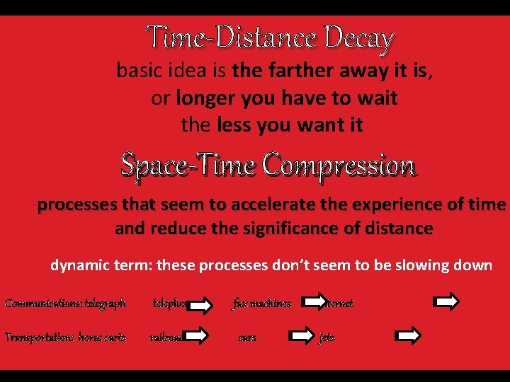 Time-Distance Decay basic idea is the farther away it is, or longer you have