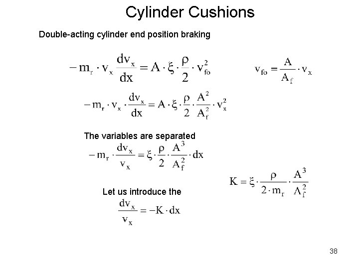 Cylinder Cushions Double-acting cylinder end position braking The variables are separated Let us introduce