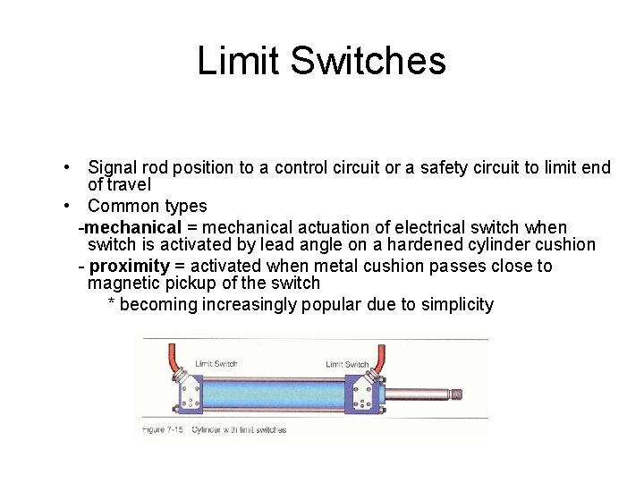 Limit Switches • Signal rod position to a control circuit or a safety circuit