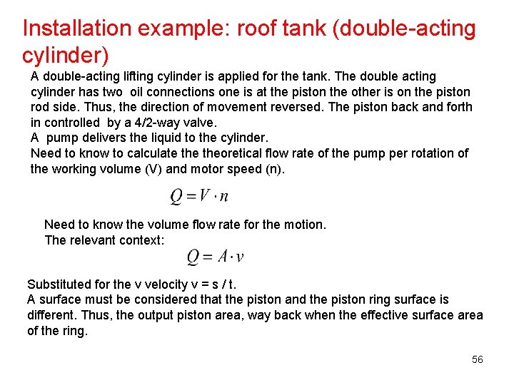 Installation example: roof tank (double-acting cylinder) A double-acting lifting cylinder is applied for the