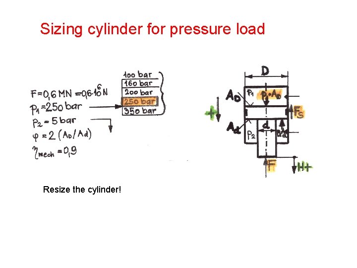 Sizing cylinder for pressure load Resize the cylinder! 