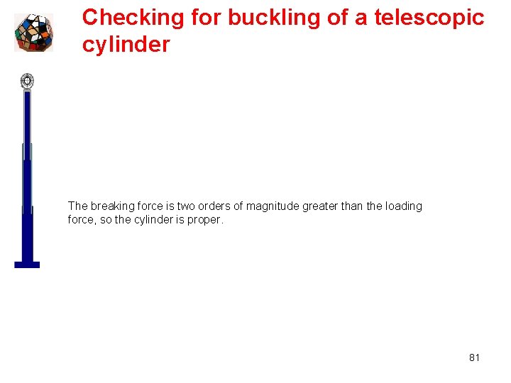 Checking for buckling of a telescopic cylinder The breaking force is two orders of