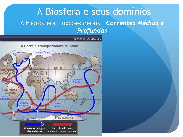 A Biosfera e seus domínios A Hidrosfera – noções gerais – Correntes Médias e