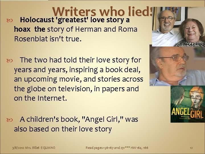  Writers who lied! Holocaust 'greatest' love story a hoax the story of Herman