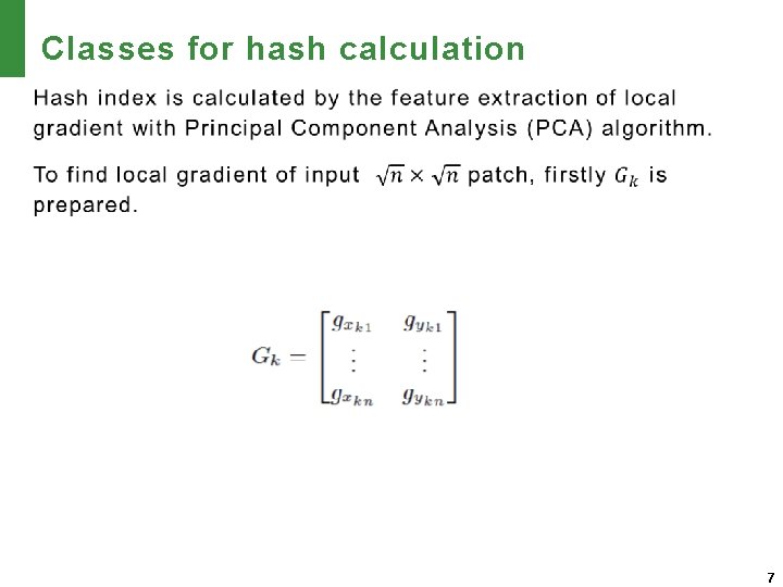 Classes for hash calculation 7 