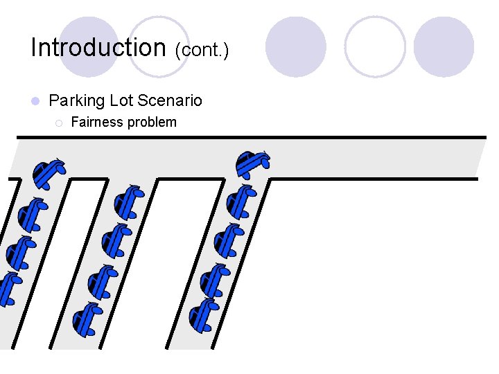 Introduction (cont. ) l Parking Lot Scenario ¡ Fairness problem Introduction (cont. ) l Parking Lot Scenario ¡ Fairness problem