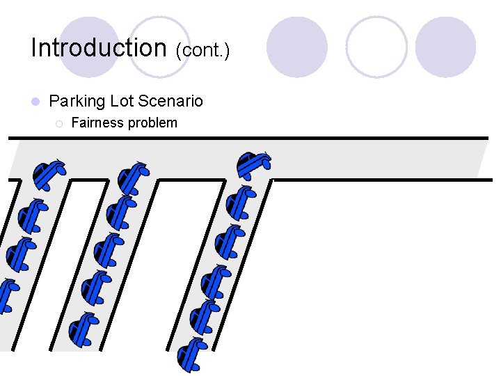 Introduction (cont. ) l Parking Lot Scenario ¡ Fairness problem Introduction (cont. ) l Parking Lot Scenario ¡ Fairness problem