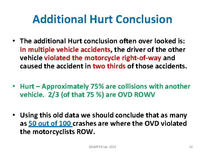 Additional Hurt Conclusion • The additional Hurt conclusion often over looked is: In multiple