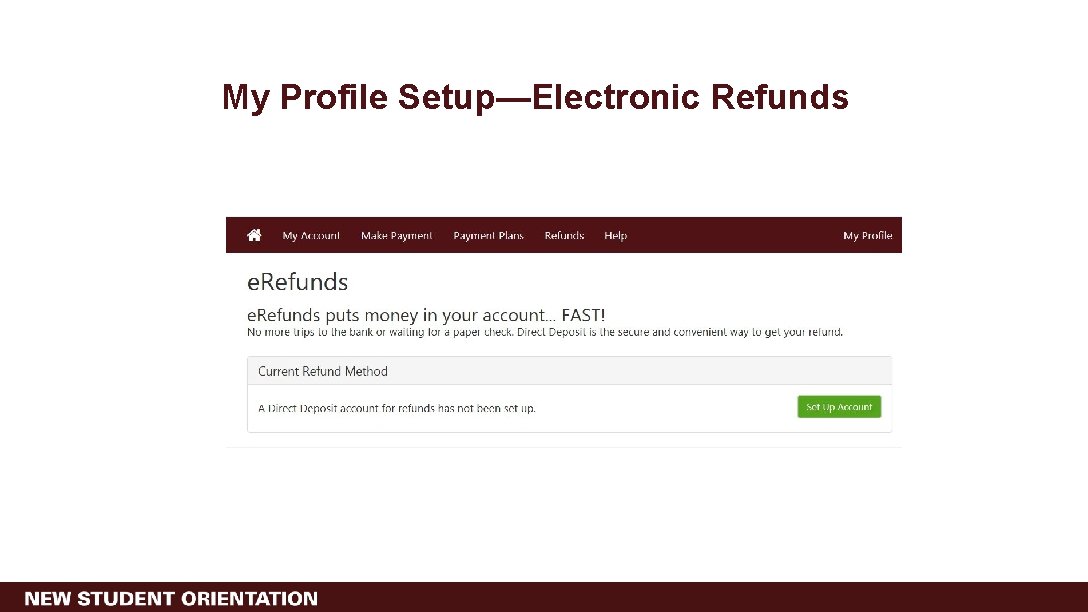 My Profile Setup—Electronic Refunds 