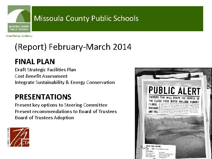 Missoula County Public Schools (Report) February-March 2014 FINAL PLAN Draft Strategic Facilities Plan Cost