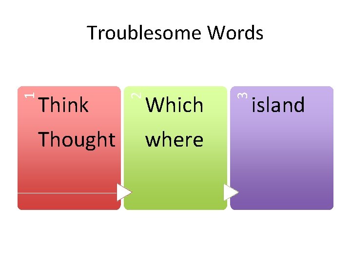 Troublesome Words island 3 Which where 2 1 Think Thought 