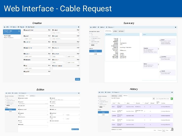 Web Interface - Cable Request Creation Edition Summary History 8 