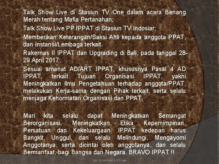  Talk Show Live di Stasiun TV One dalam acara Benang Merah tentang Mafia
