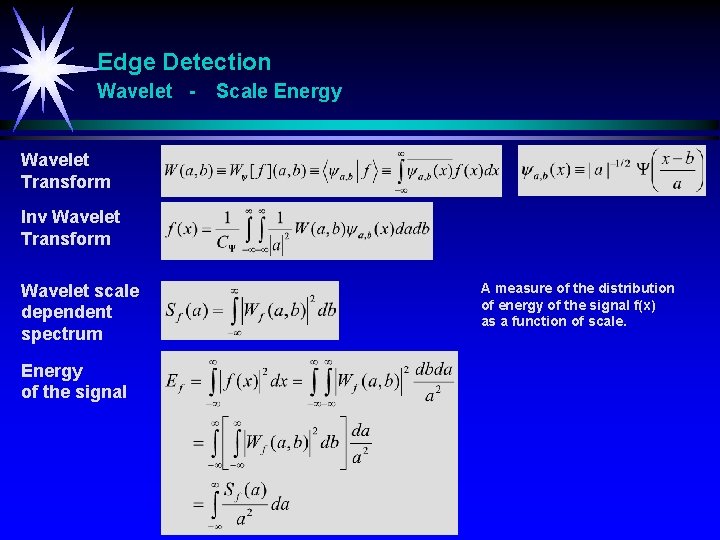 Edge Detection Wavelet - Scale Energy Wavelet Transform Inv Wavelet Transform Wavelet scale dependent