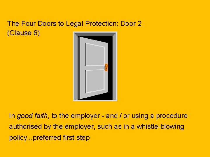 The Four Doors to Legal Protection: Door 2 (Clause 6) In good faith, to