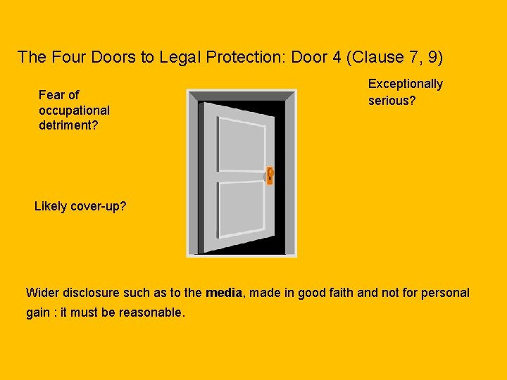 The Four Doors to Legal Protection: Door 4 (Clause 7, 9) Fear of occupational