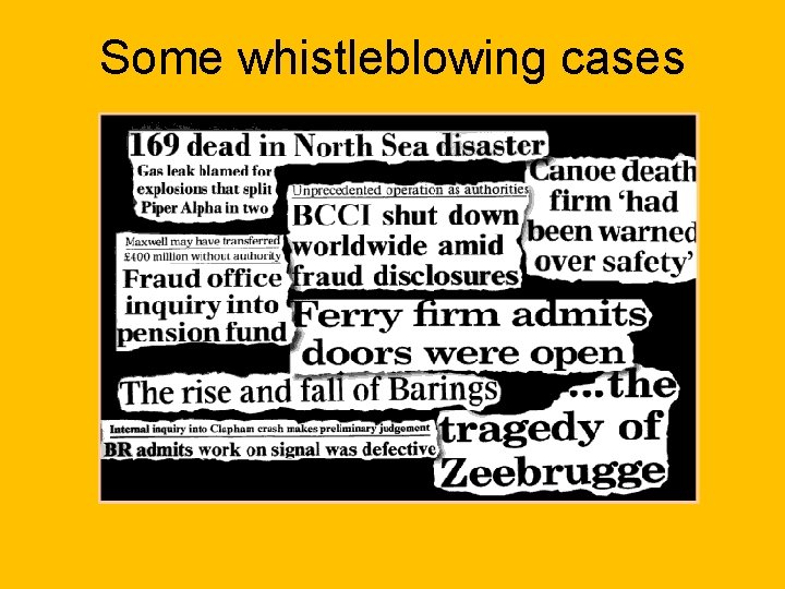 Some whistleblowing cases 