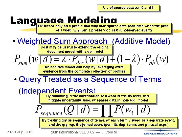 Is of course between 0 and 1 Language Modeling LM based only on Is of course between 0 and 1 Language Modeling LM based only on