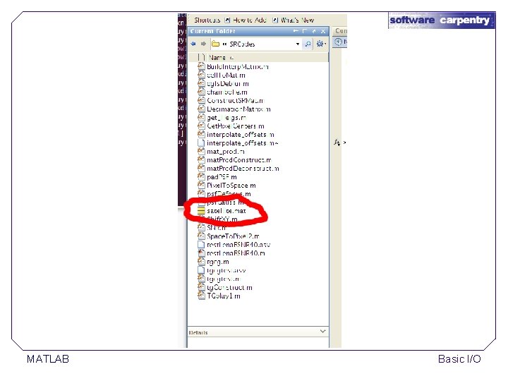 MATLAB Basic I/O MATLAB Basic I/O
