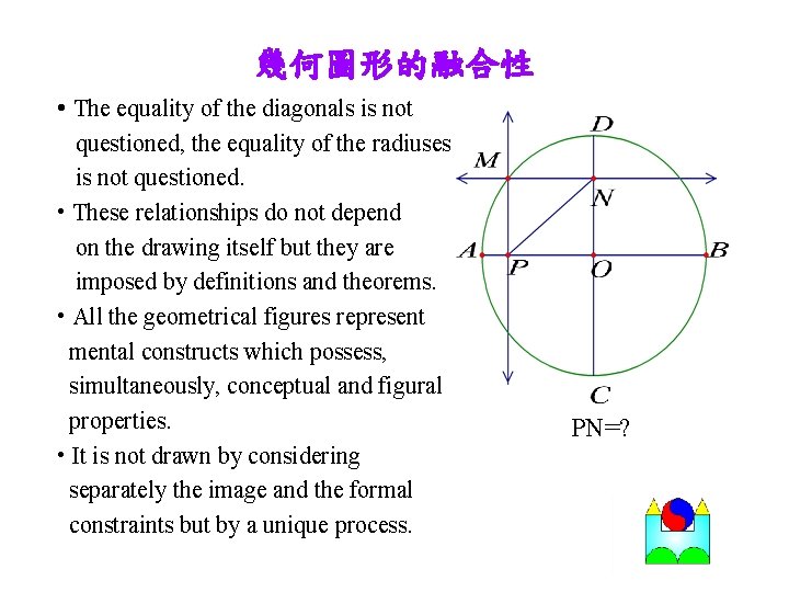 幾何圖形的融合性 • The equality of the diagonals is not questioned, the equality of the