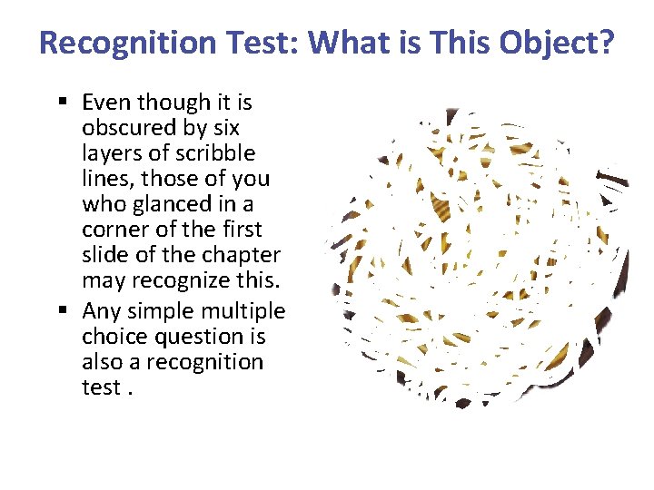 Recognition Test: What is This Object? § Even though it is obscured by six