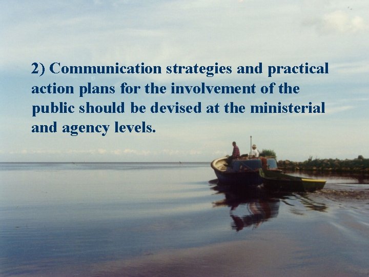 2) Communication strategies and practical action plans for the involvement of the public should
