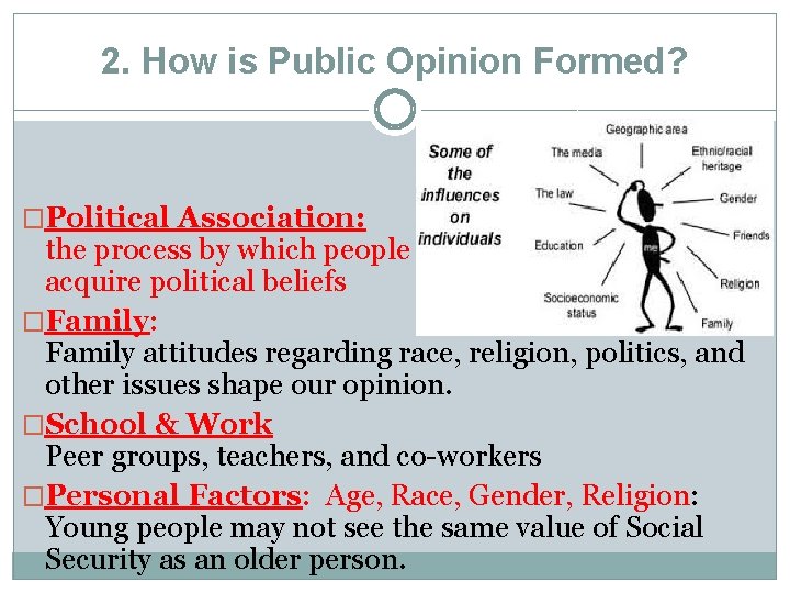 2. How is Public Opinion Formed? �Political Association: the process by which people acquire