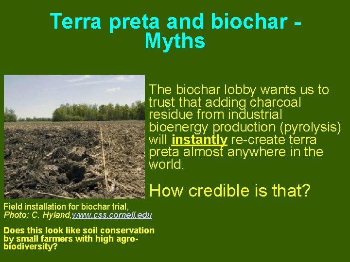 Terra preta and biochar Myths The biochar lobby wants us to trust that adding