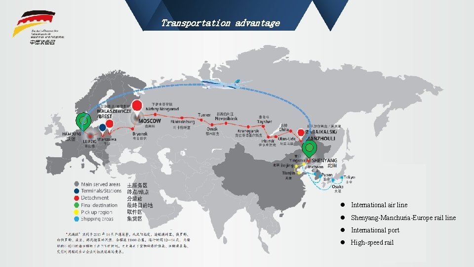 Transportation advantage International air line Shenyang-Manchuria-Europe rail line International port High-speed rail 