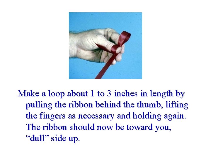 Make a loop about 1 to 3 inches in length by pulling the ribbon