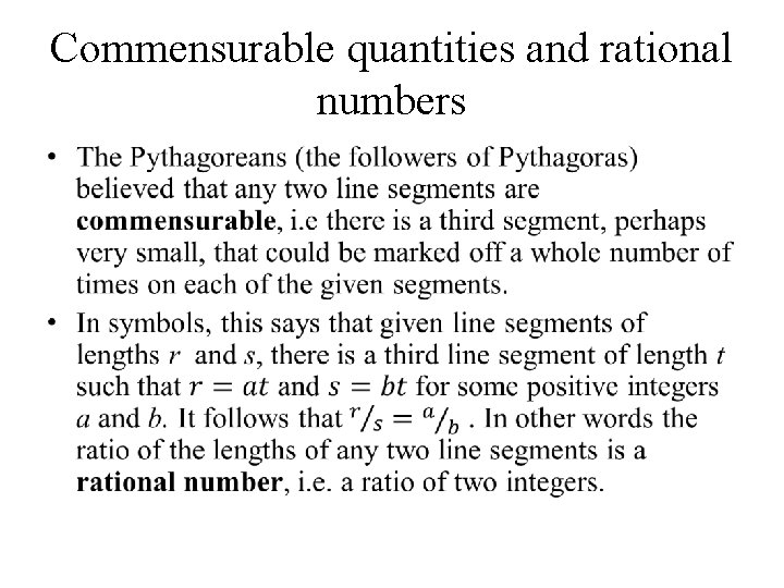 Commensurable quantities and rational numbers • 