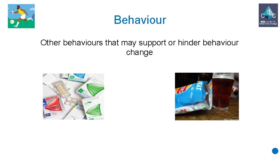 Behaviour Other behaviours that may support or hinder behaviour change 