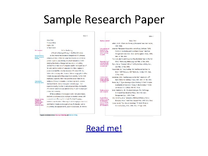 Sample Research Paper Read me! 