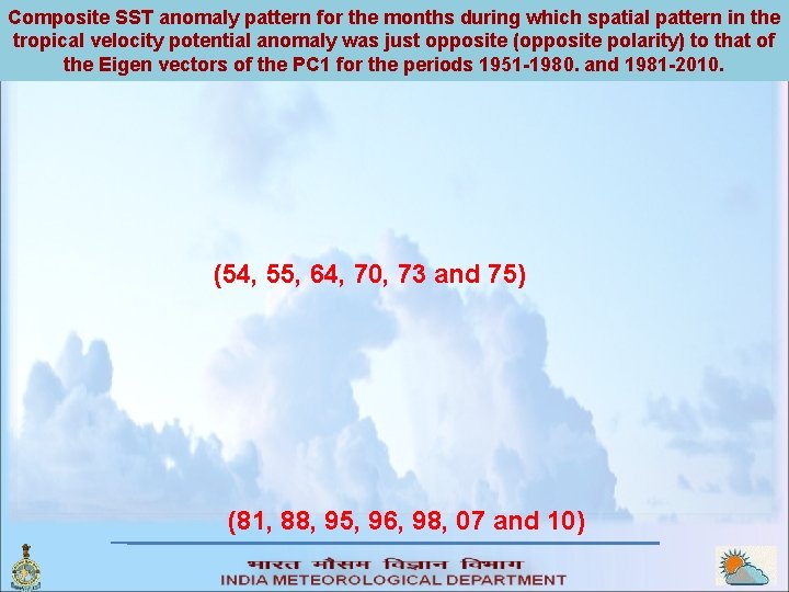 Composite SST anomaly pattern for the months during which spatial pattern in the tropical