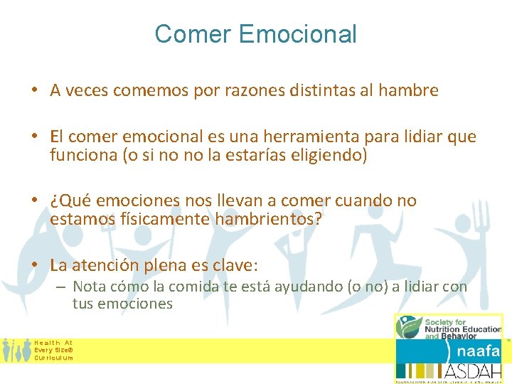 Comer Emocional • A veces comemos por razones distintas al hambre • El comer