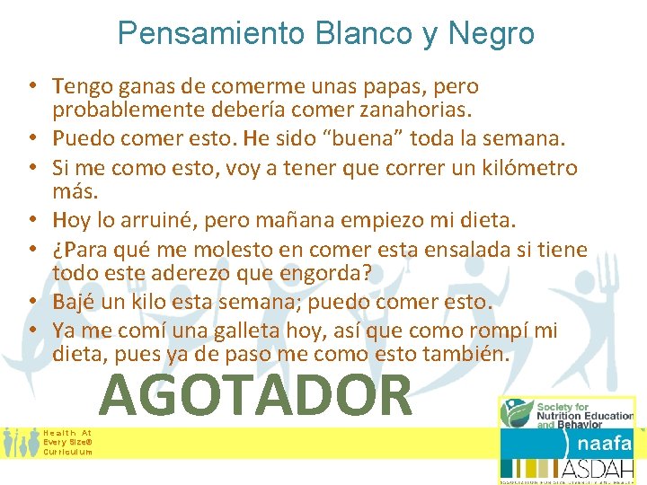 Pensamiento Blanco y Negro • Tengo ganas de comerme unas papas, pero probablemente debería