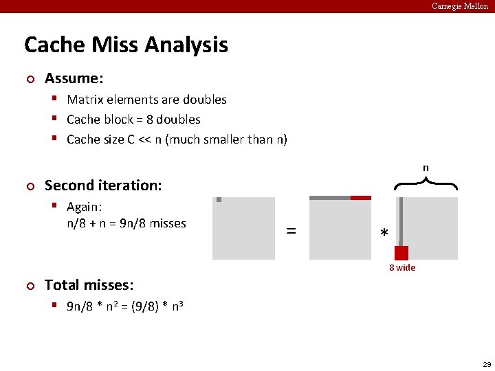 Carnegie Mellon Cache Miss Analysis ¢ Assume: § Matrix elements are doubles § Cache