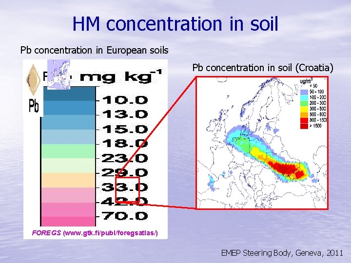 HM concentration in soil Pb concentration in European soils Pb concentration in soil (Croatia)