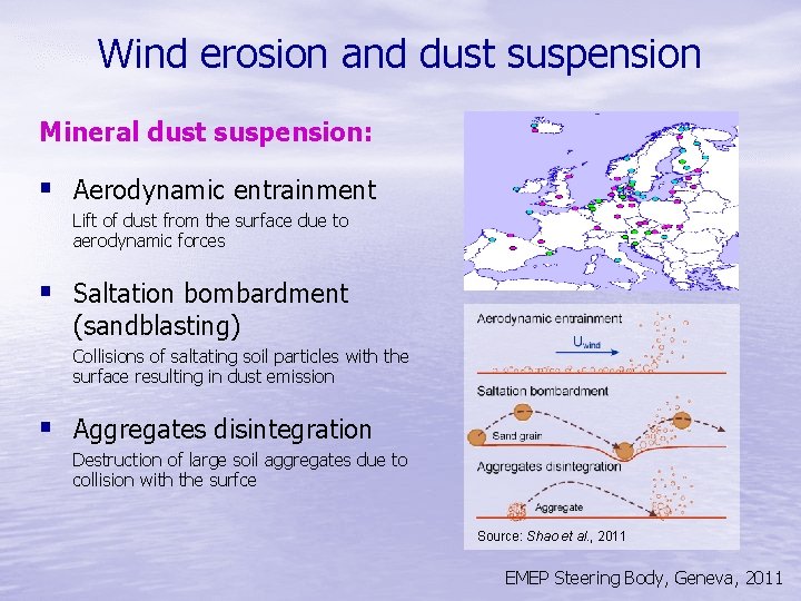 Wind erosion and dust suspension Mineral dust suspension: § Aerodynamic entrainment Lift of dust