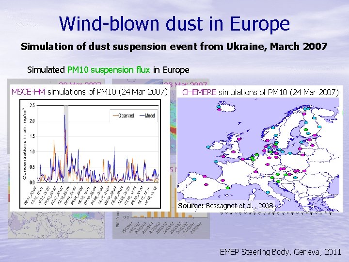 Wind-blown dust in Europe Simulation of dust suspension event from Ukraine, March 2007 Simulated