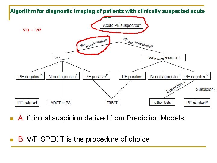 Algorithm for diagnostic imaging of patients with clinically suspected acute PE V/Q = V/P